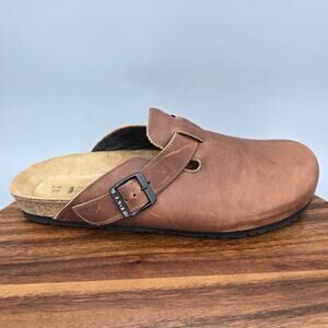 Naot Spring Clogs Mens 13 46 Brown Leather Buckle Slip On Casual Comfort Shoes